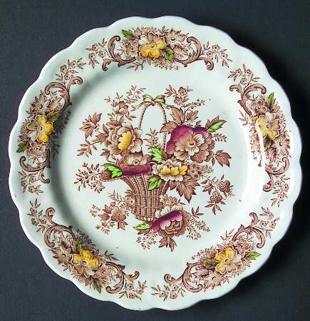 Old English Bouquet Brown Multicolor Salad Plate