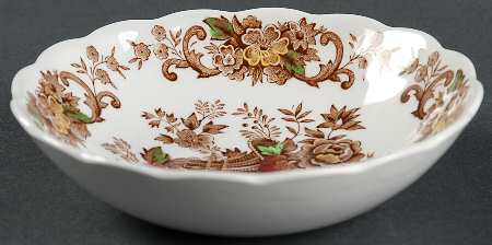 Old English Bouquet Brown Multicolor Fruit/Dessert (Sauce) Bowl