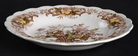 Old English Bouquet Brown Multicolor Rim Soup Bowl