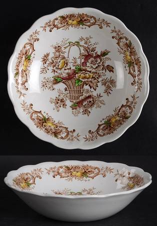 Old English Bouquet Brown Multicolor Coupe Cereal Bowl