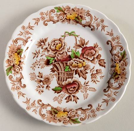 Old English Bouquet Brown Multicolor Bread & Butter Plate