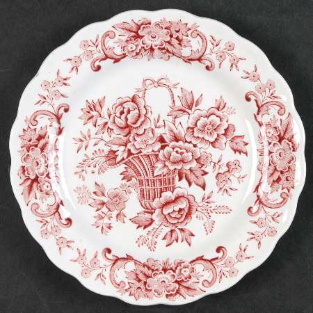 Old English Bouquet Red Bread & Butter Plate