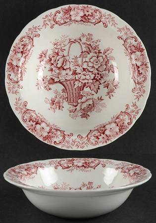 Old English Bouquet Red 8" Round Vegetable Bowl