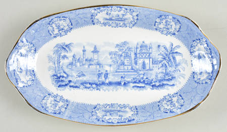 Oriental (Blue, Gold Trim) Underplate for Gravy Boat