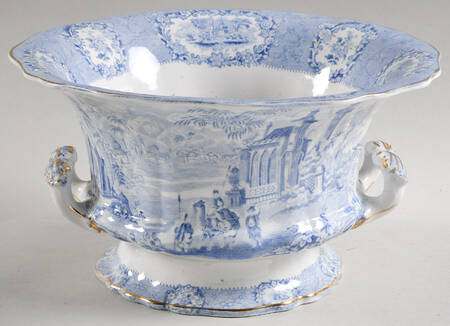 Oriental (Blue, Gold Trim) 5" Jardiniere