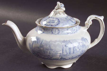Oriental (Blue, Gold Trim) Teapot & Lid