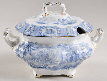 Oriental (Blue, Gold Trim) Mini Tureen & Lid