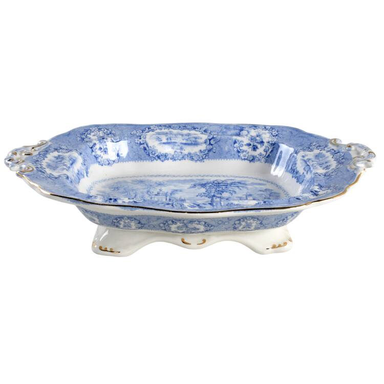 Oriental (Blue, Gold Trim) Oval Vegetable No Lid