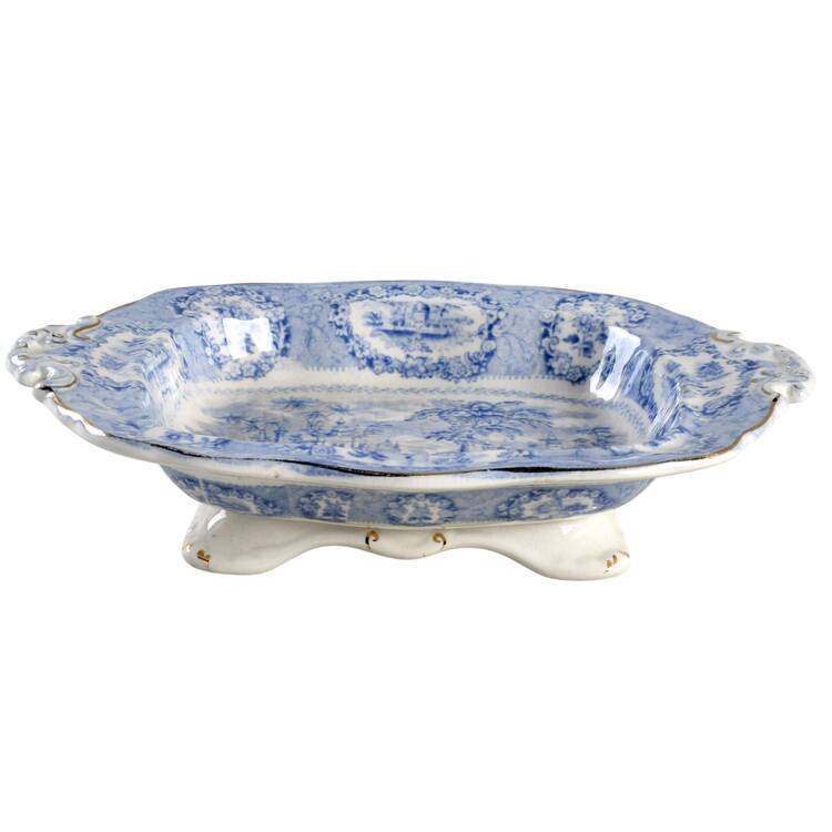 Oriental (Blue, Gold Trim) Oval Vegetable No Lid