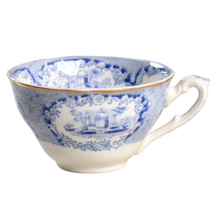 Oriental (Blue, Gold Trim) Flat Cup