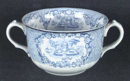 Oriental (Blue, Gold Trim) Flat Bouillon Cup & Saucer