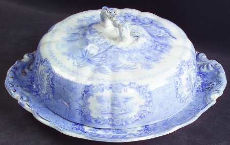 Oriental (Blue, Gold Trim) Round Covered Butter