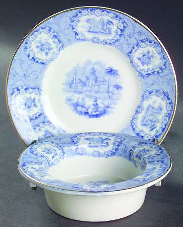 Oriental (Blue, Gold Trim) Ramekin & Saucer Set
