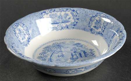 Oriental (Blue, Gold Trim) 7" Round Vegetable Bowl