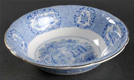 Oriental (Blue, Gold Trim) 8" Round Vegetable Bowl