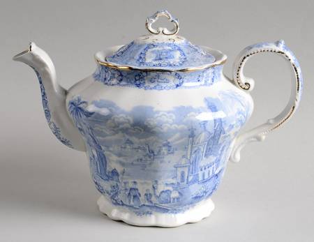Oriental (Blue, Gold Trim) Teapot & Lid