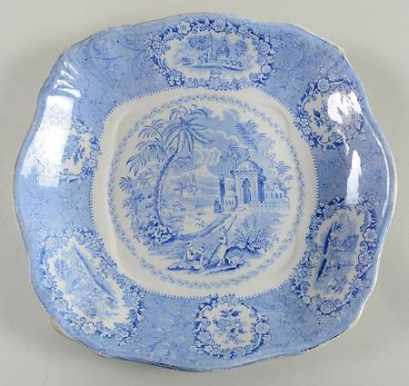 Oriental (Blue, Gold Trim) Cake Plate