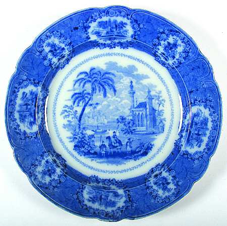 Oriental (Flow Blue, No Trim) 13" Chop Plate (Round Platter)