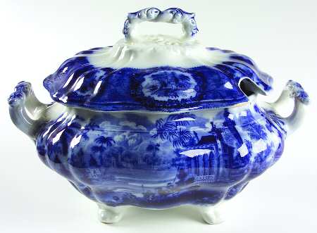 Oriental (Flow Blue, No Trim) Tureen &  Lid