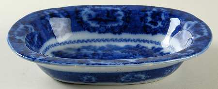 Oriental (Flow Blue, No Trim) 8" Oval Vegetable Bowl