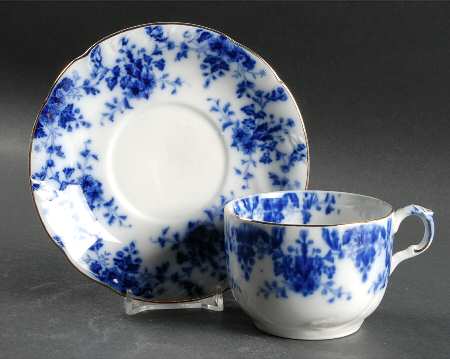 Osborne (Flow Blue) Flat Cup & Saucer Set