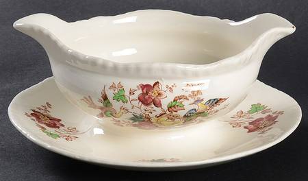 Peacock Gravy Boat with Attached Underplate