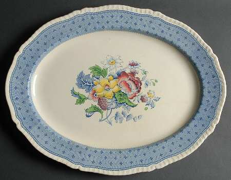 Plymouth Blue 16" Oval Serving Platter