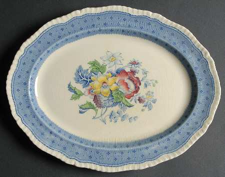Plymouth Blue 12" Oval Serving Platter