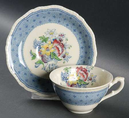 Plymouth Blue Flat Cup & Saucer Set