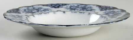 Rose (Flow Blue) Large Rim Soup Bowl