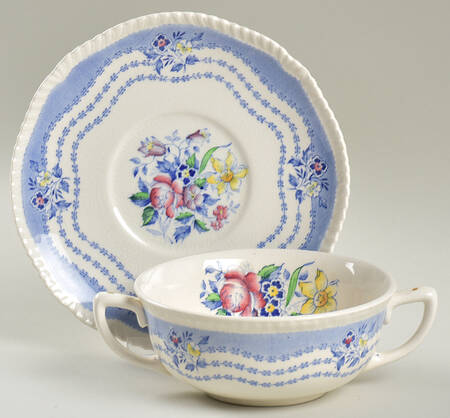 Rutland Blue Flat Cream Soup Bowl & Saucer Set