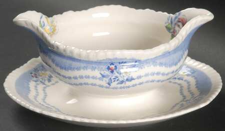 Rutland Blue Gravy Boat with Attached Underplate