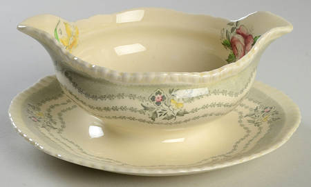 Rutland Grey Gravy Boat with Attached Underplate
