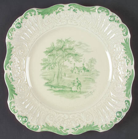 Scenes From Charles Dickens Green Square Luncheon Plate