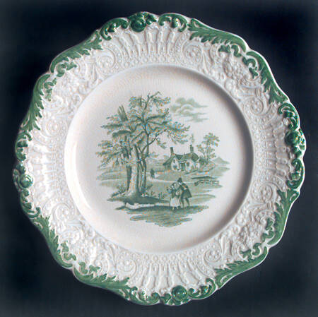 Scenes From Charles Dickens Green Luncheon Plate