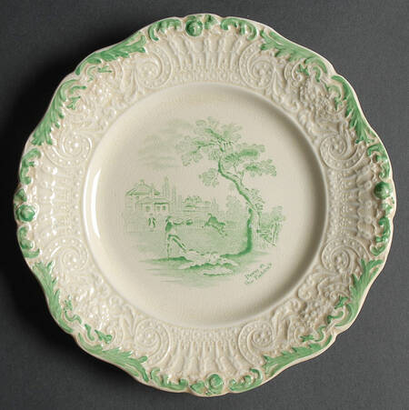Scenes From Charles Dickens Green Dessert/Pie Plate