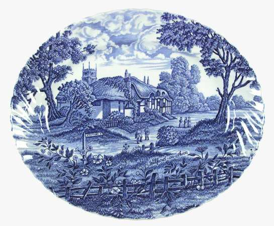 Shakespeares Country Blue 12" Oval Serving Platter