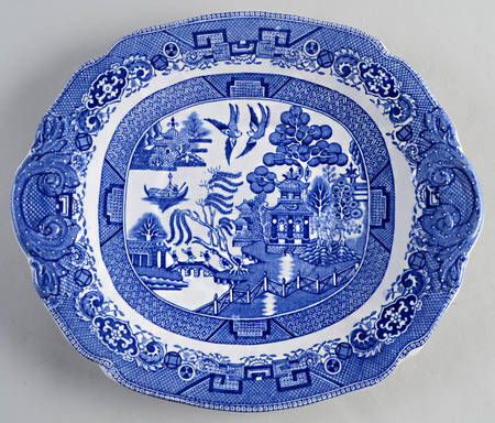 Willow Blue (Birds, Diamond Stamp) Cake Plate