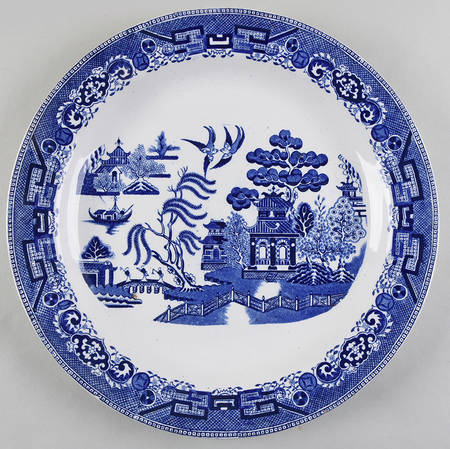 Willow Blue (Birds, Diamond Stamp) 12" Chop Plate (Round Platter)