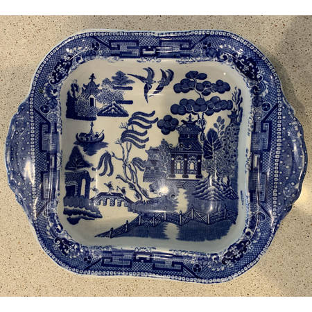 Willow Blue (Birds, Diamond Stamp) Square Vegetable No Lid