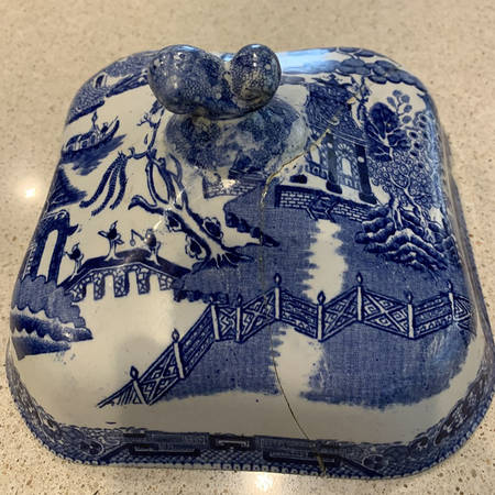 Willow Blue (Birds, Diamond Stamp) Lid for Square Vegetable