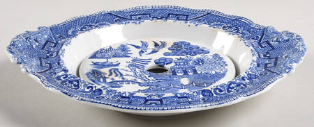 Willow Blue (Birds, Diamond Stamp) Round Butter No Lid