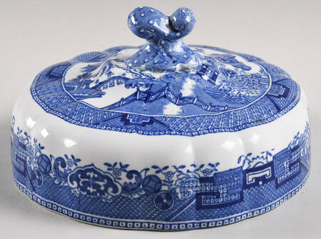 Willow Blue (Birds, Diamond Stamp) Lid for Round Butter