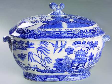 Willow Blue (Birds, Diamond Stamp) Tureen &  Lid