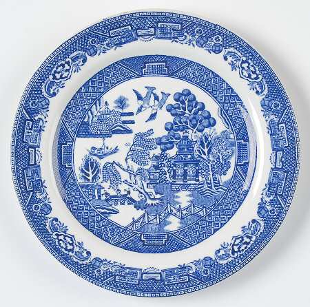 Willow Blue (Birds, Diamond Stamp) Small Bread & Butter Plate