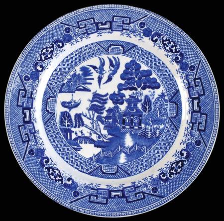 Willow Blue (Birds, Diamond Stamp) Dinner Plate