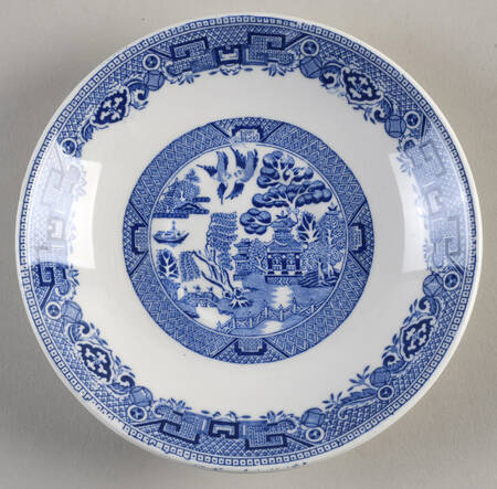 Willow Blue (Newer, Pagoda Backstamp) Saucer for Oversized Cup