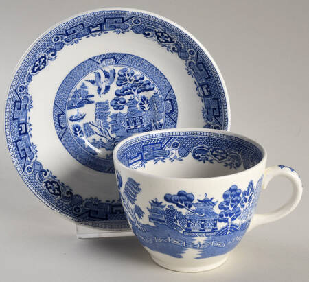 Willow Blue (Newer, Pagoda Backstamp) Oversized Cup & Saucer Set