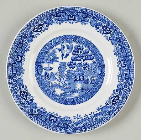 Willow Blue (Newer, Pagoda Backstamp) Bread & Butter Plate