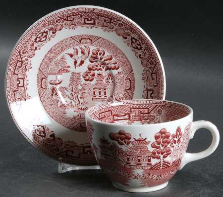 Willow Pink Flat Cup & Saucer Set